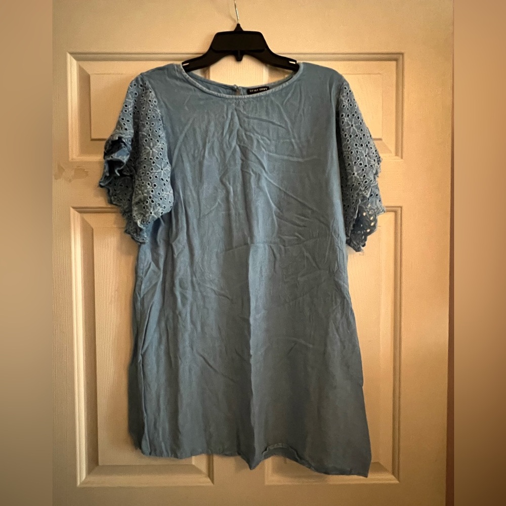 Style Envy Denim Eyelet Sleeve Dress